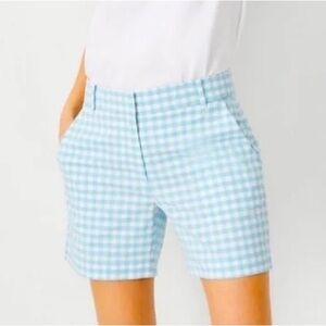 Ann Taylor Blue Metro Shorts Tailored Gingham